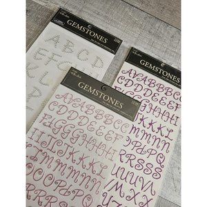 Sticker Lot - Alphabet Scrapbooking Stickers Letters Silver Pink Purple Gem #177